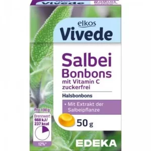 ELKOS VIVEDE SALBEI BONBON MIT VIT C ZUCKERFREI 50G