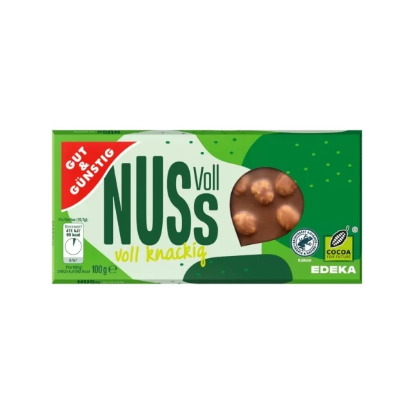 G&G EDEL VOLLMILCH GANZE HASELNUSS 100G