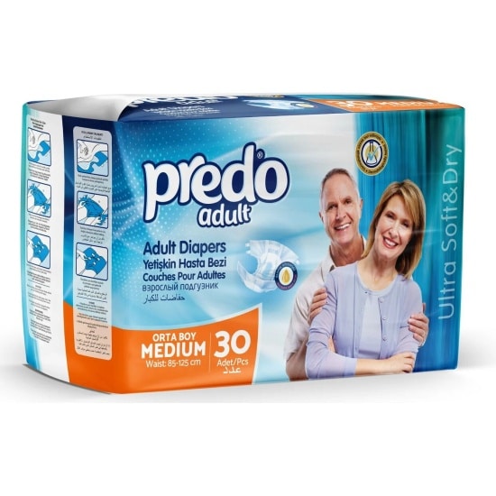 PREDO JUMBO ADULT DIAPER MED 30PCS