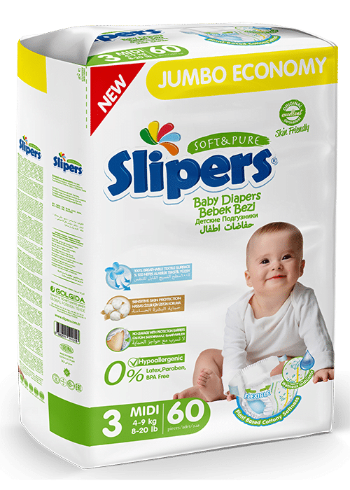 SLIPERS JUMBO MIDI 4-9KG 60PCS